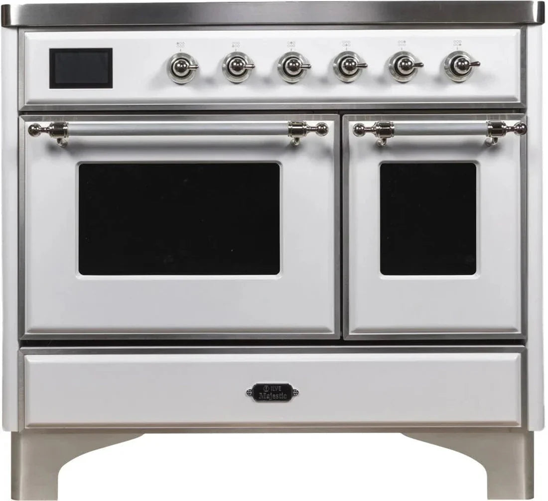 ILVE Majestic II 40" Induction Range White Chrome Trim UMDI10NS3WHC