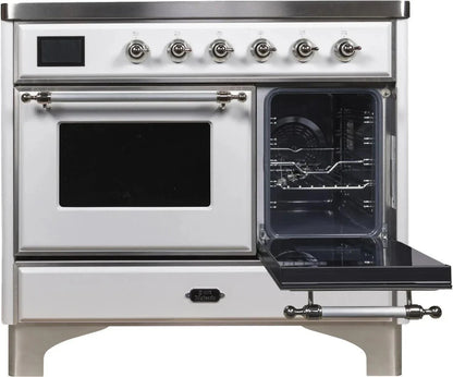 ILVE Majestic II 40" Induction Range White Chrome Trim UMDI10NS3WHC