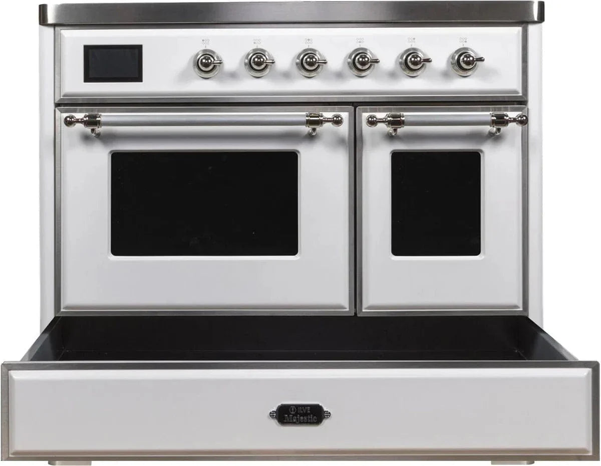 ILVE Majestic II 40" Induction Range White Chrome Trim UMDI10NS3WHC