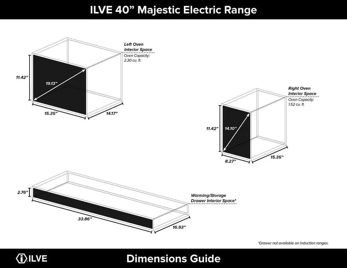 ILVE Majestic II 40" Induction Range White Chrome Trim UMDI10NS3WHC
