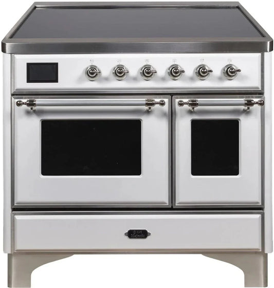 ILVE Majestic II 40" Induction Range White Chrome Trim UMDI10NS3WHC