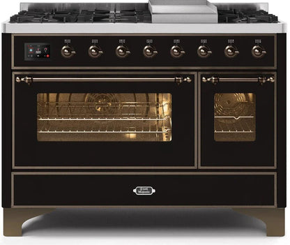 ILVE Majestic II 48" Dual Fuel Range, Glossy Black, UM12FDNS3BKB