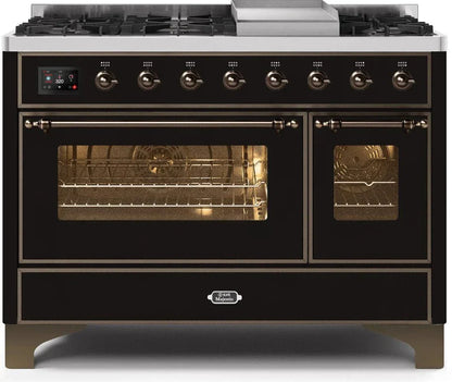 ILVE Majestic II 48" Dual Fuel Range, Glossy Black, UM12FDNS3BKBLP