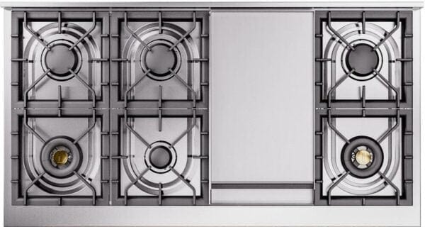ILVE Nostalgie II 48" Dual Fuel Natural Gas Range, Blue Grey, Chrome Trim UP48FNMPBGC