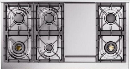ILVE Nostalgie II 48" Dual Fuel Natural Gas Range, Blue Grey, Chrome Trim UP48FNMPBGC