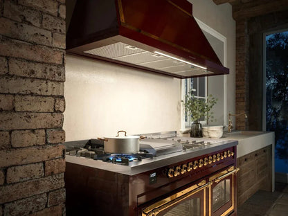 ILVE Nostalgie II 60" Dual Fuel Liquid Propane Range, Blue Grey, Brass Trim UP60FSNMPBGGLP