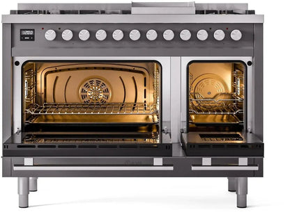ILVE Professional Plus II 48" Dual Fuel Range in Matte Graphite UP48FWMPMG