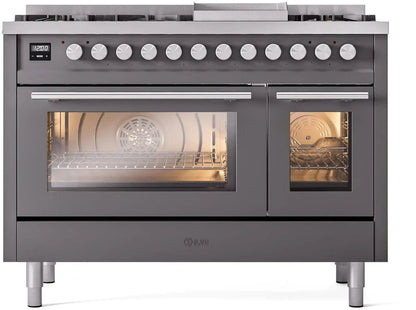 ILVE Professional Plus II 48" Dual Fuel Range in Matte Graphite UP48FWMPMG