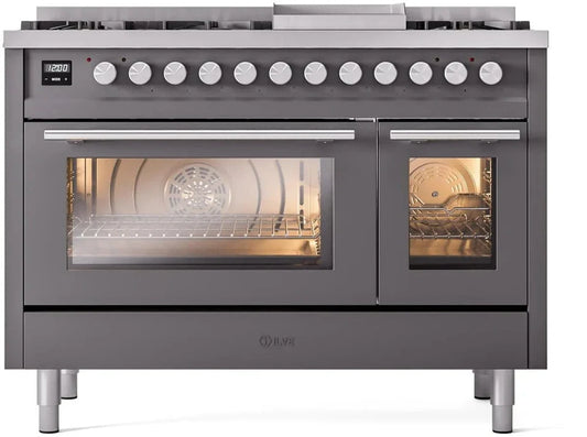 ILVE Professional Plus II 48" Dual Fuel Range in Matte Graphite UP48FWMPMG