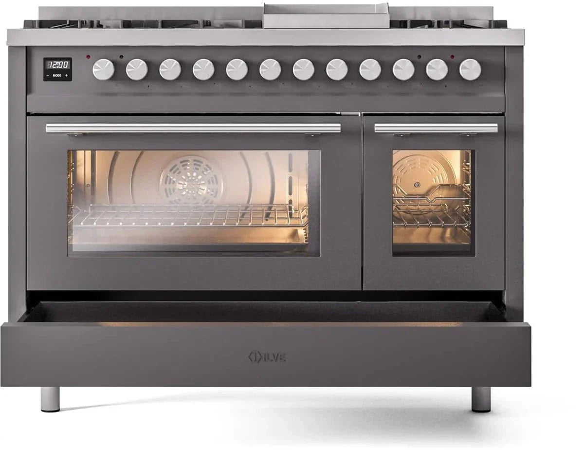 ILVE Professional Plus II 48" Dual Fuel Range in Matte Graphite UP48FWMPMG