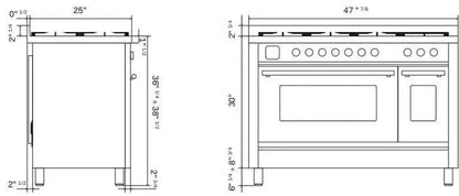 ILVE Professional Plus II 48" Dual Fuel Range in Matte Graphite UP48FWMPMG