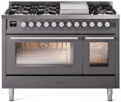 ILVE Professional Plus II 48" Dual Fuel Range in Matte Graphite UP48FWMPMG