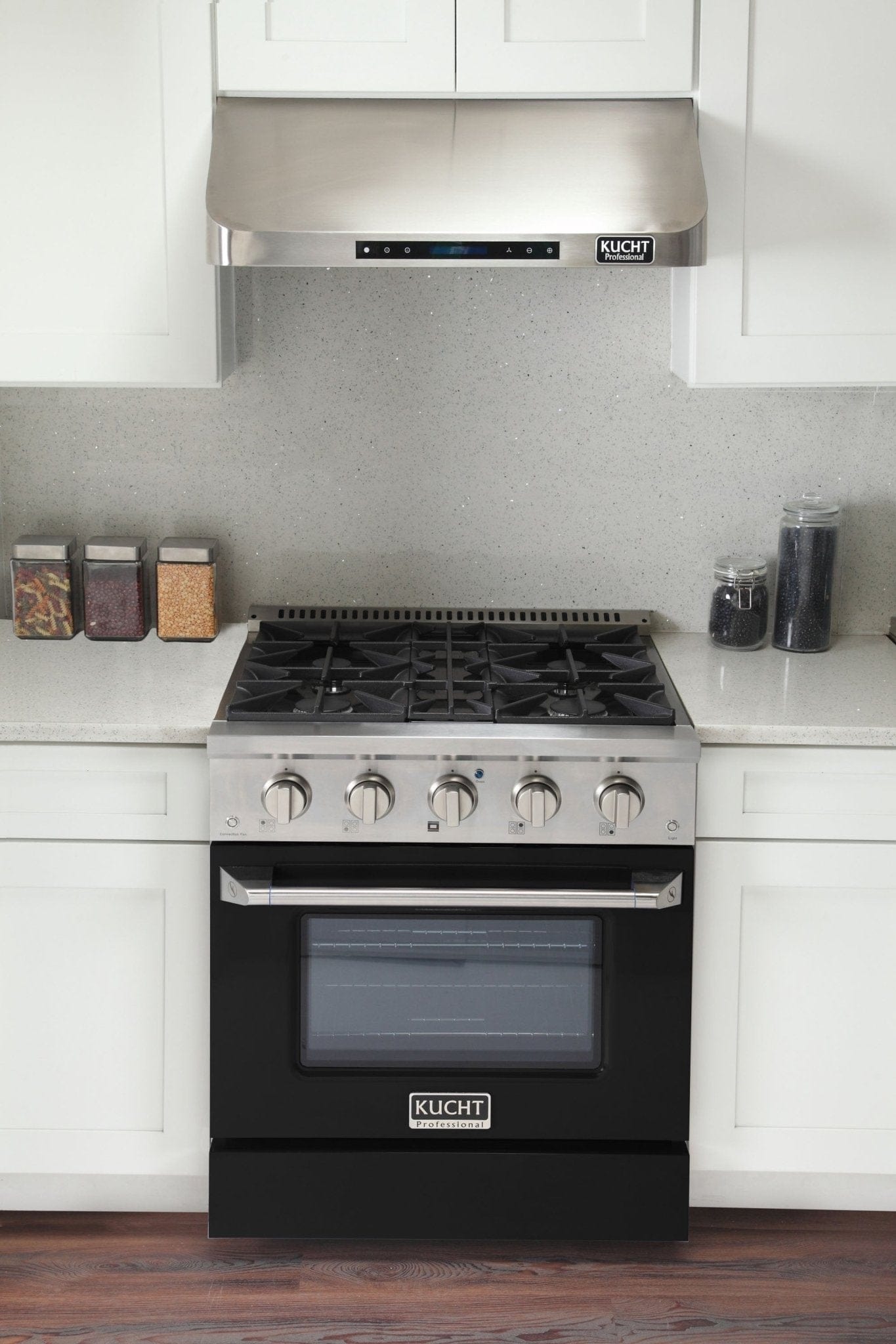 Kucht 30" Gas Range in Stainless Steel, Black Oven Door, KNG301-K