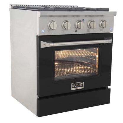 Kucht 30" Gas Range in Stainless Steel, Black Oven Door, KNG301-K