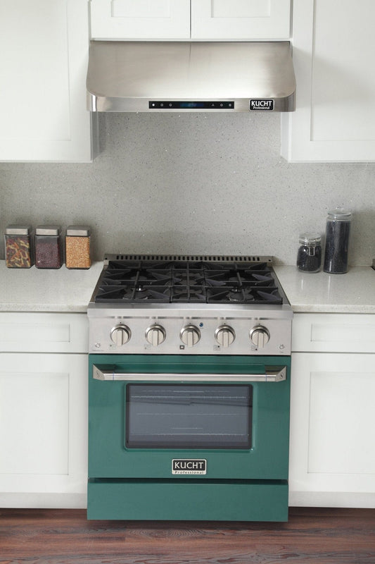 Kucht 30" Gas Range in Stainless Steel with Green Oven Door, KNG301-G
