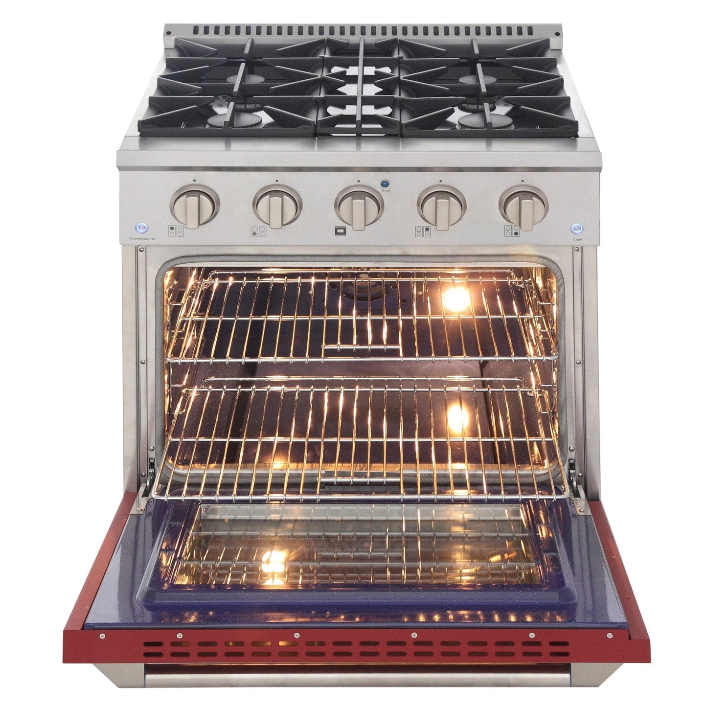 Kucht 30" Gas Range in Stainless Steel with Red Oven Door, KNG301-R