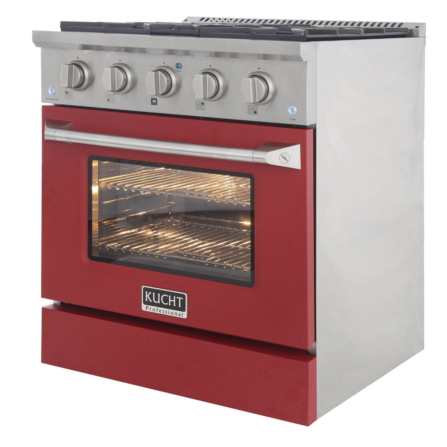 Kucht 30" Gas Range in Stainless Steel with Red Oven Door, KNG301-R