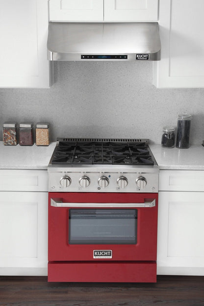 Kucht 30" Gas Range in Stainless Steel with Red Oven Door, KNG301-R