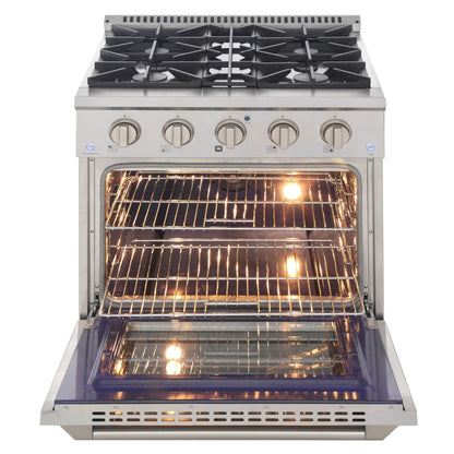 Kucht 30" Gas Range in Stainless Steel with Silver Oven Door, KNG301-S