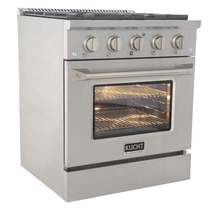 Kucht 30" Gas Range in Stainless Steel with Silver Oven Door, KNG301-S