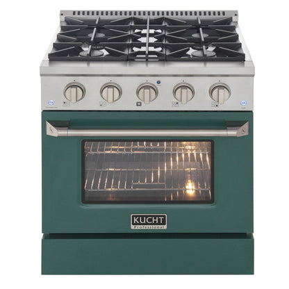 Kucht 30" Propane Range, Stainless Steel, Green Oven Door, KNG301/LP-G