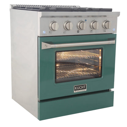 Kucht 30" Propane Range, Stainless Steel, Green Oven Door, KNG301/LP-G