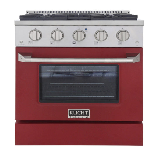 Kucht 30" Propane Range, Stainless Steel, Red Oven Door, KNG301/LP-R