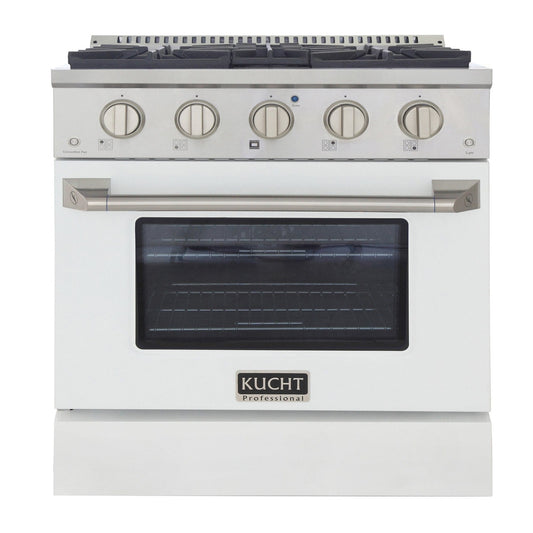 Kucht 30" Propane Range, Stainless Steel White Oven Door, KNG301/LP-W