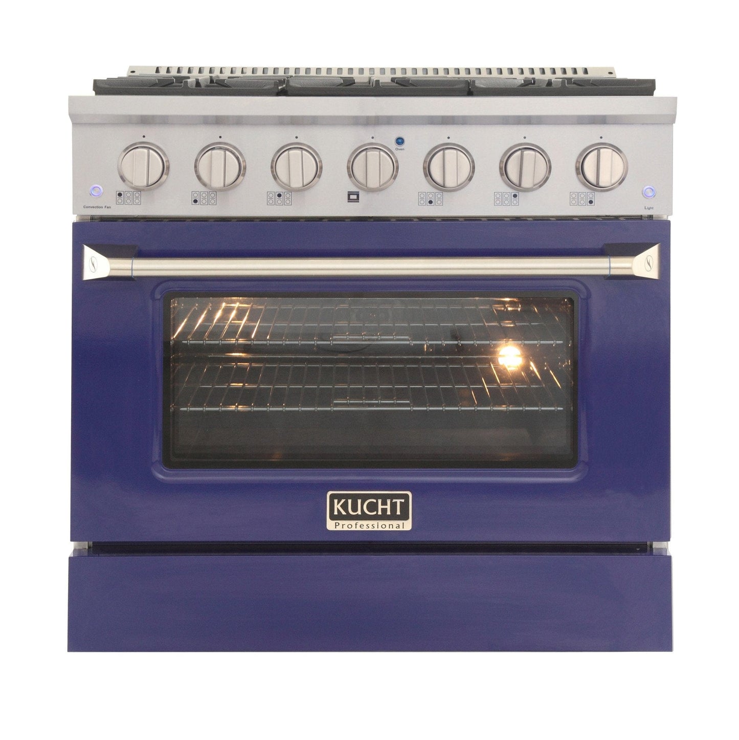 Kucht 36" Gas Range, Stainless Steel with Blue Oven Door, KNG361-B