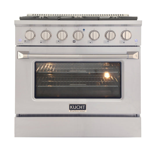 Kucht 36" Propane Range in Stainless Steel, Silver Door, KNG361/LP-S