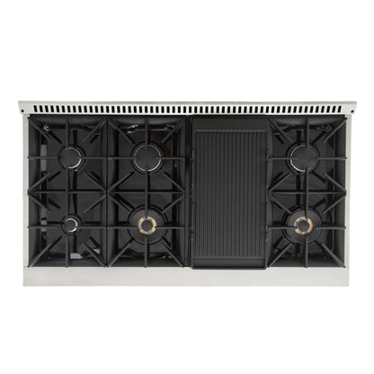 Kucht 48" Gas Range in Stainless Steel with Green Oven Doors, KNG481-G