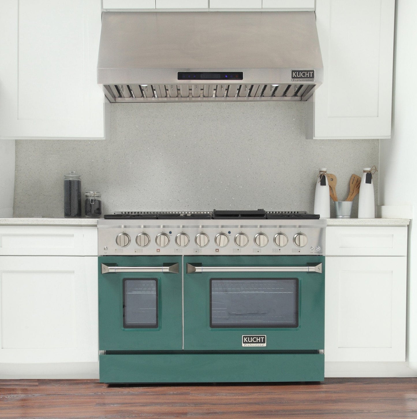 Kucht 48" Gas Range in Stainless Steel with Green Oven Doors, KNG481-G