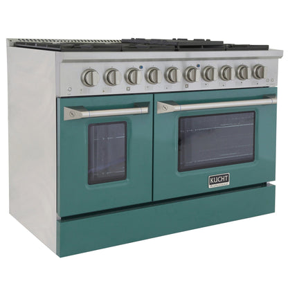 Kucht 48" Gas Range in Stainless Steel with Green Oven Doors, KNG481-G