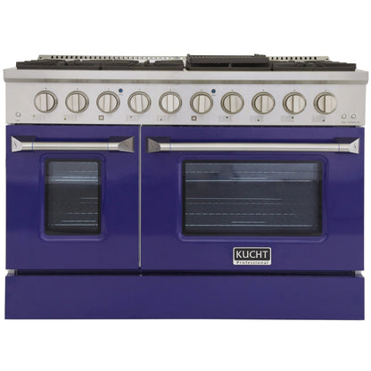Kucht 48" Propane Range in Stainless Steel, Blue Doors, KNG481/LP-B