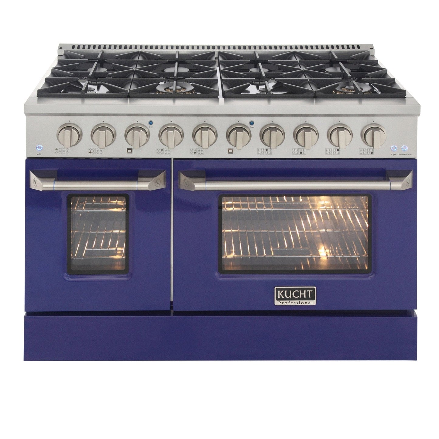 Kucht 48" Propane Range in Stainless Steel, Blue Doors, KNG481/LP-B