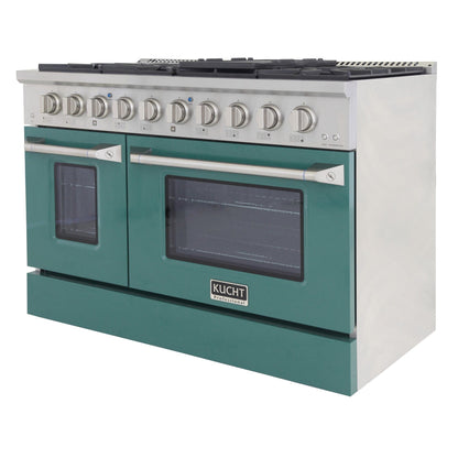 Kucht 48" Propane Range in Stainless Steel, Green Doors, KNG481/LP-G