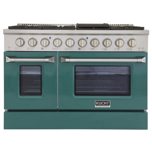 Kucht 48" Propane Range in Stainless Steel, Green Doors, KNG481/LP-G