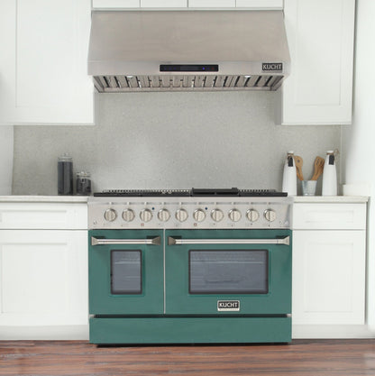 Kucht 48" Propane Range in Stainless Steel, Green Doors, KNG481/LP-G
