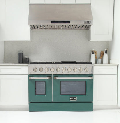 Kucht 48" Propane Range in Stainless Steel, Green Doors, KNG481/LP-G