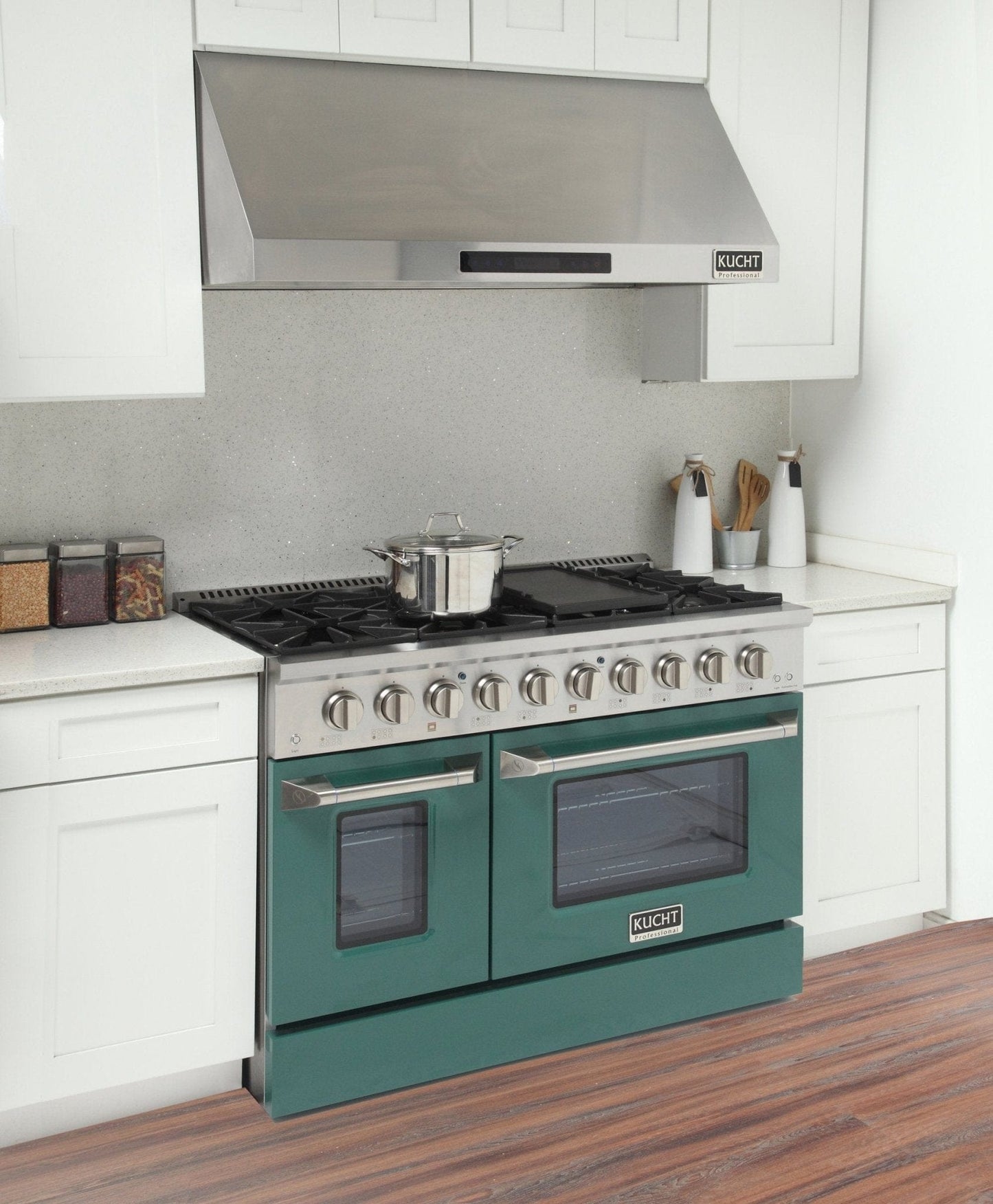 Kucht 48" Propane Range in Stainless Steel, Green Doors, KNG481/LP-G