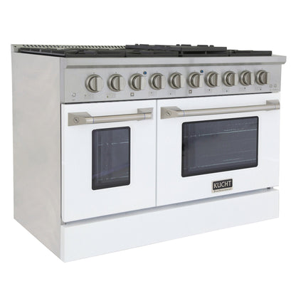 Kucht 48" Propane Range in Stainless Steel, White Doors, KNG481/LP-W