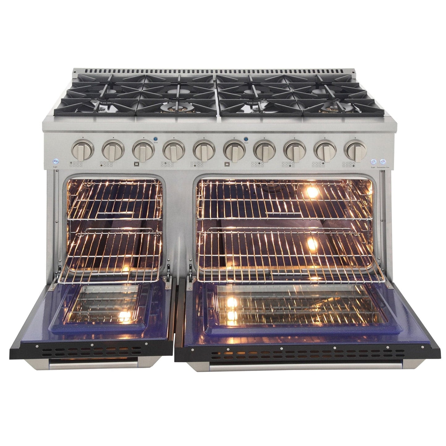 Kucht 48" Propane Range, Stainless Steel, Black Doors, KNG481/LP-K