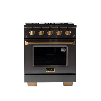 KUCHT Gemstone Professional 30 in. 4.2 cu. ft. Natural Gas Range with Sealed Burners and Convection Oven in Titanium Stainless Steel KEG303