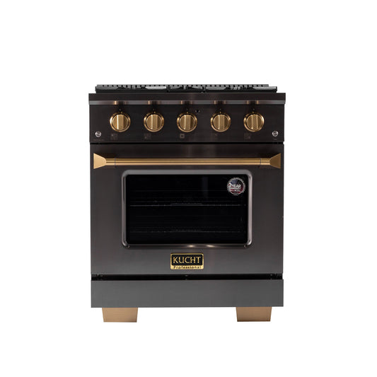 KUCHT Gemstone Professional 30 in. 4.2 cu. ft. Natural Gas Range with Sealed Burners and Convection Oven in Titanium Stainless Steel KEG303