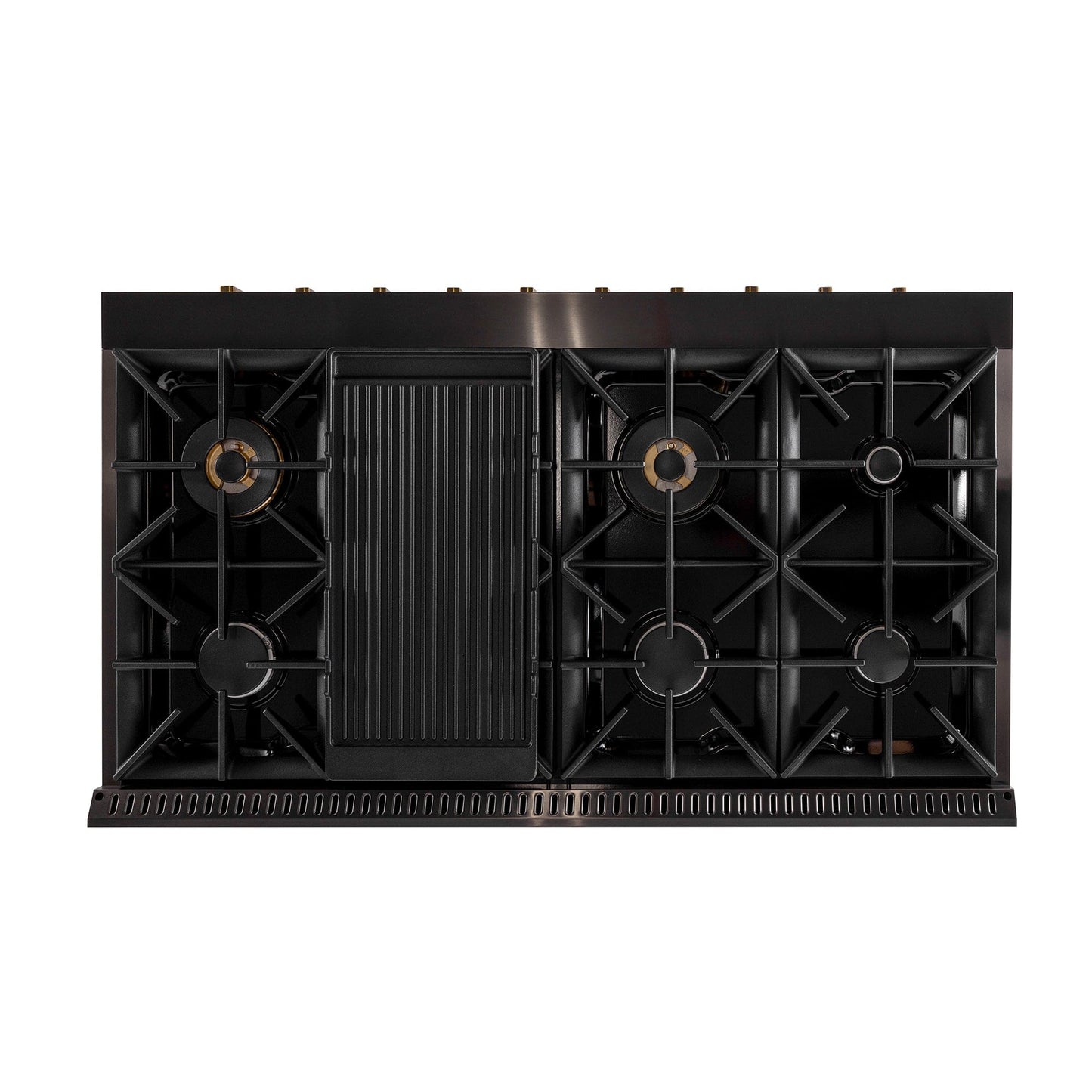 KUCHT Gemstone Professional 48 in. 6.7 cu. ft. Natural Gas Range with Sealed Burners, Griddle/Grill and Two Ovens - One Convection - in Titanium Stainless Steel KEG483