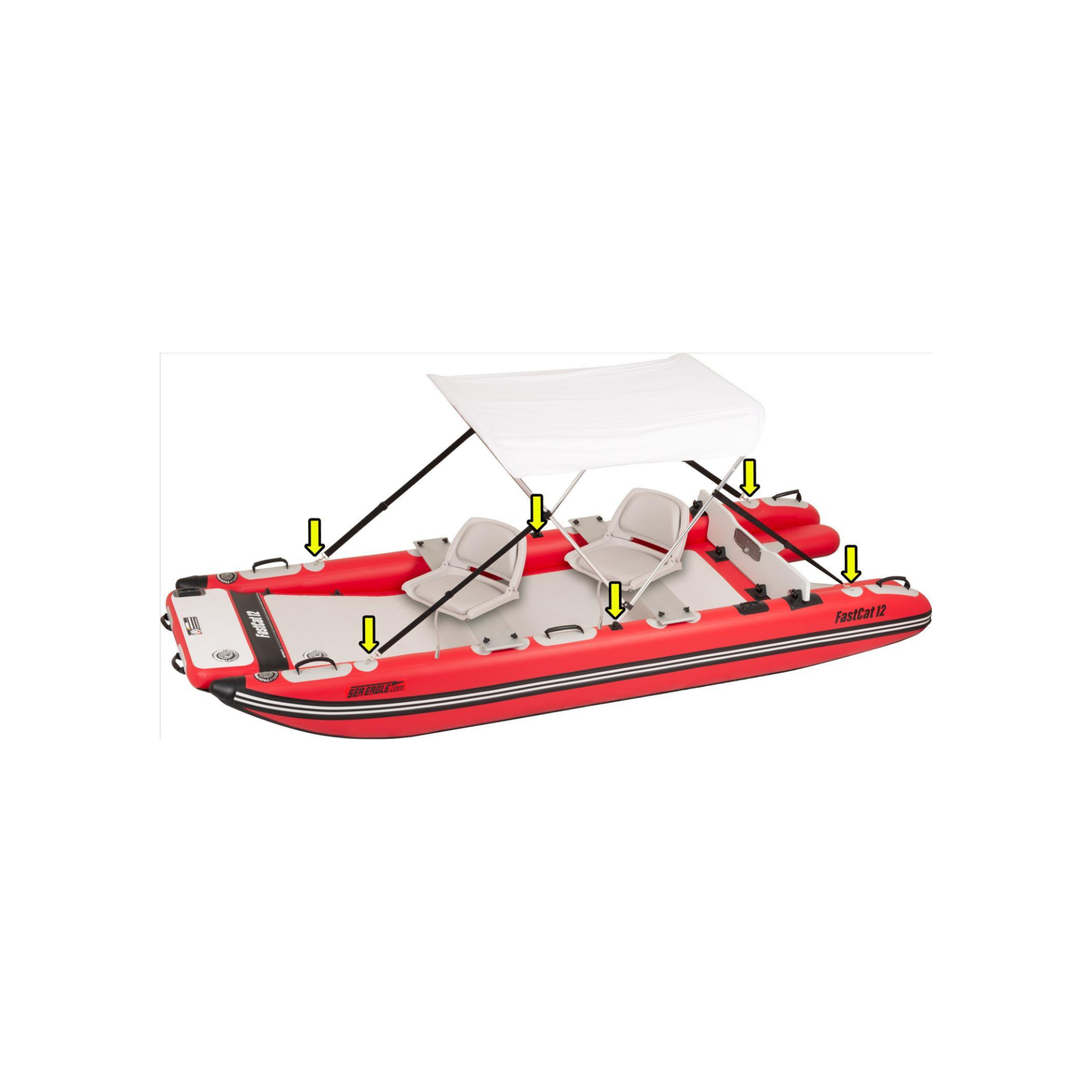 Sea Eagle FastCat12 Catamaran Pontoon Swivel Seat Canopy Package