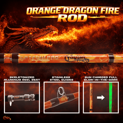 Catfish Pro Orange Dragon Fire Casting Glow Rod