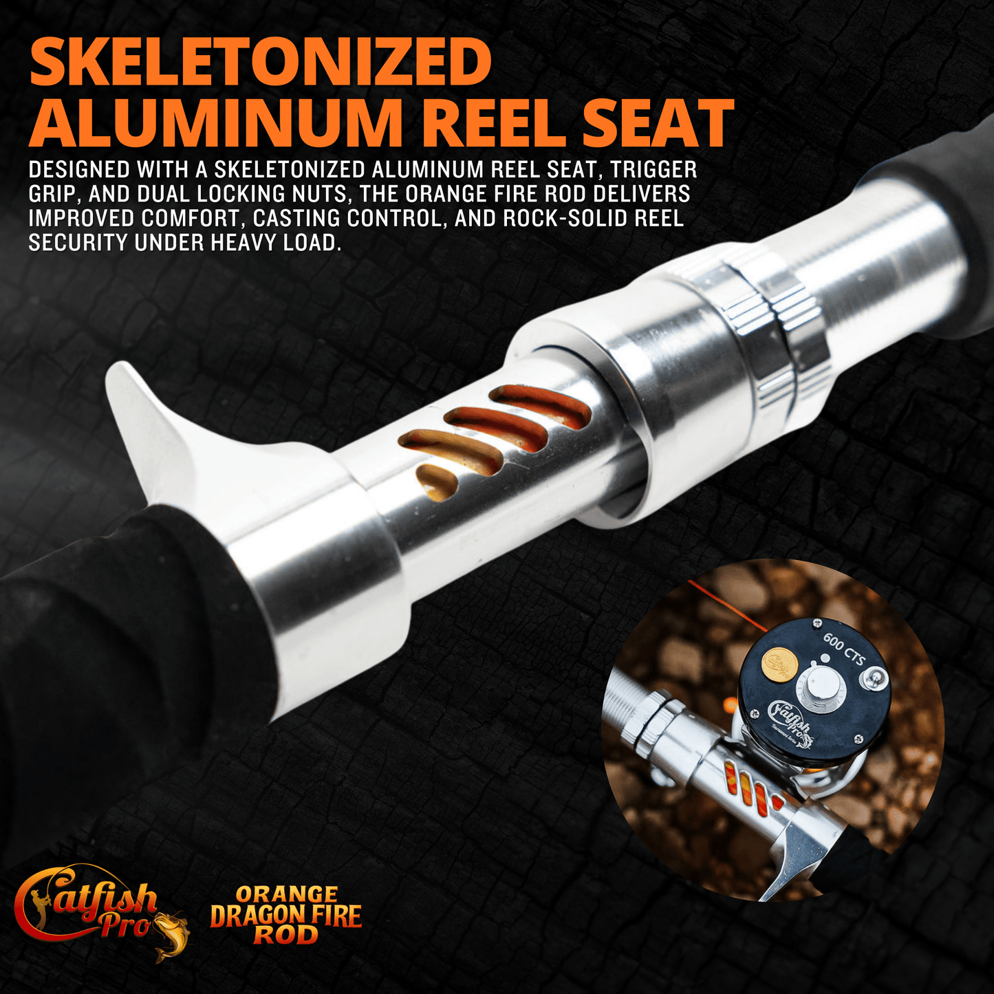 Catfish Pro Orange Dragon Fire Casting Glow Rod