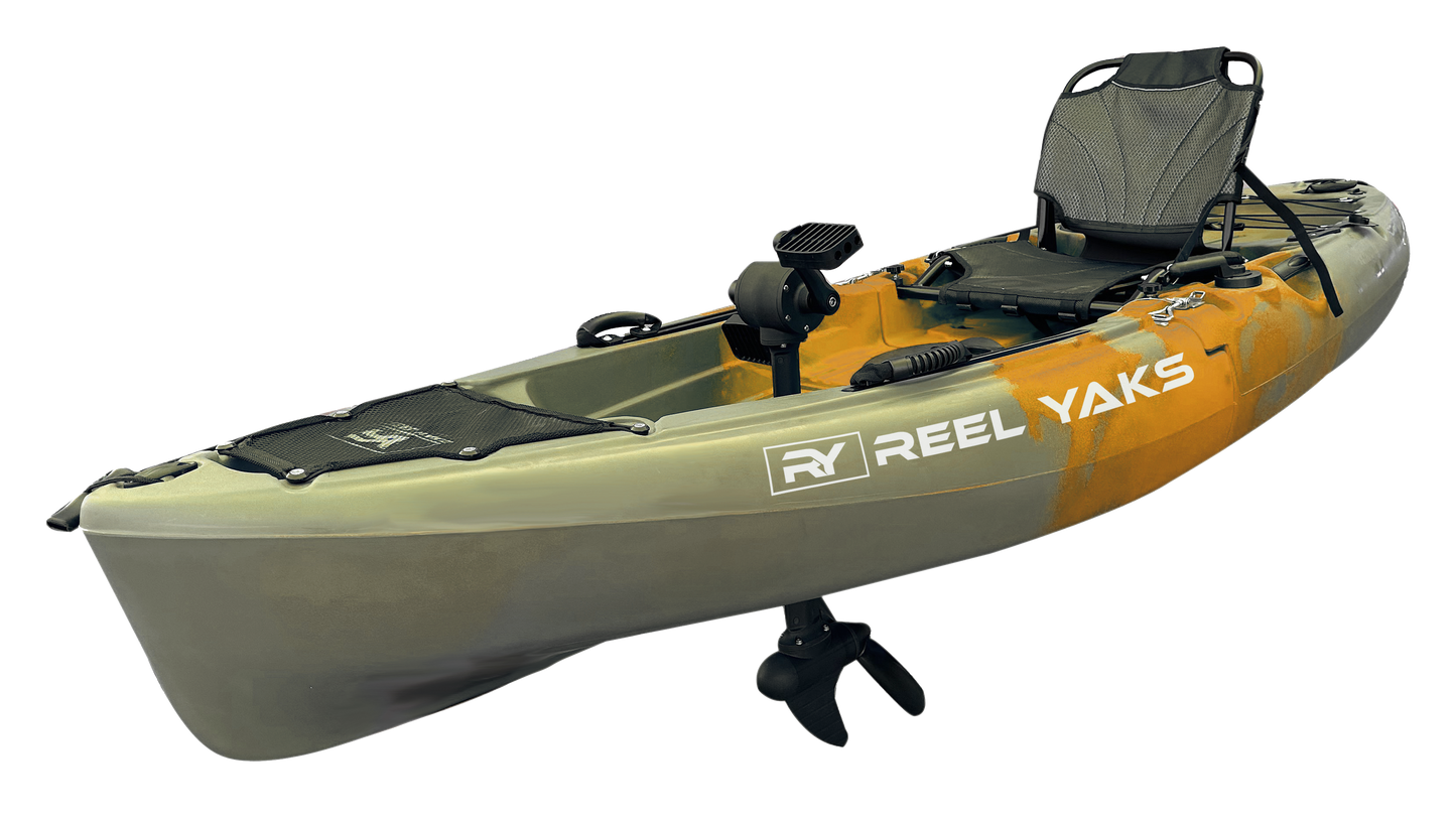 Reel Yaks 9.5ft Raptor Modular Propeller Drive Pedal Fishing Kayak | 380lbs Capacity | 2 Piece