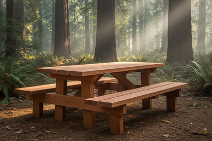 Super Deck Redwood Picnic Table